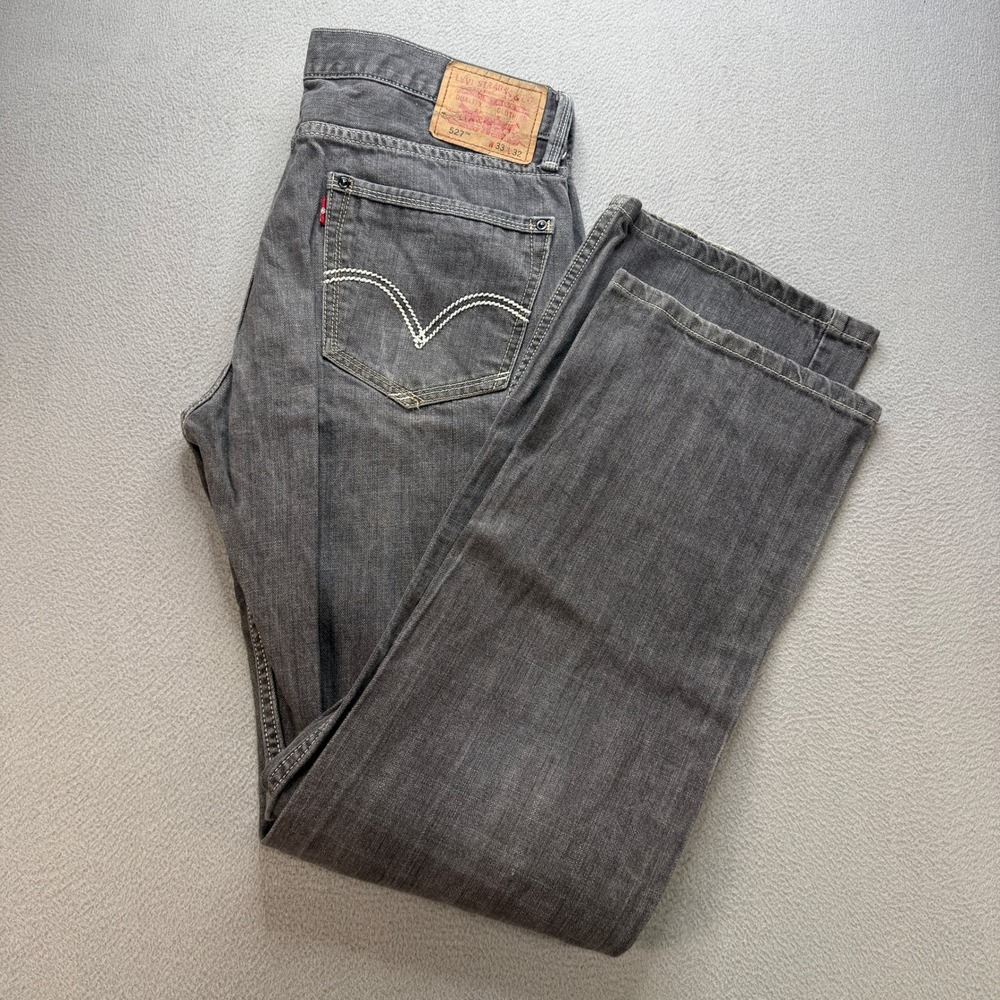 Levis 527 Bootcut Jeans Mens 33x32 (FIT 33x31) Gray Slim Fit Denim Pants Y2K